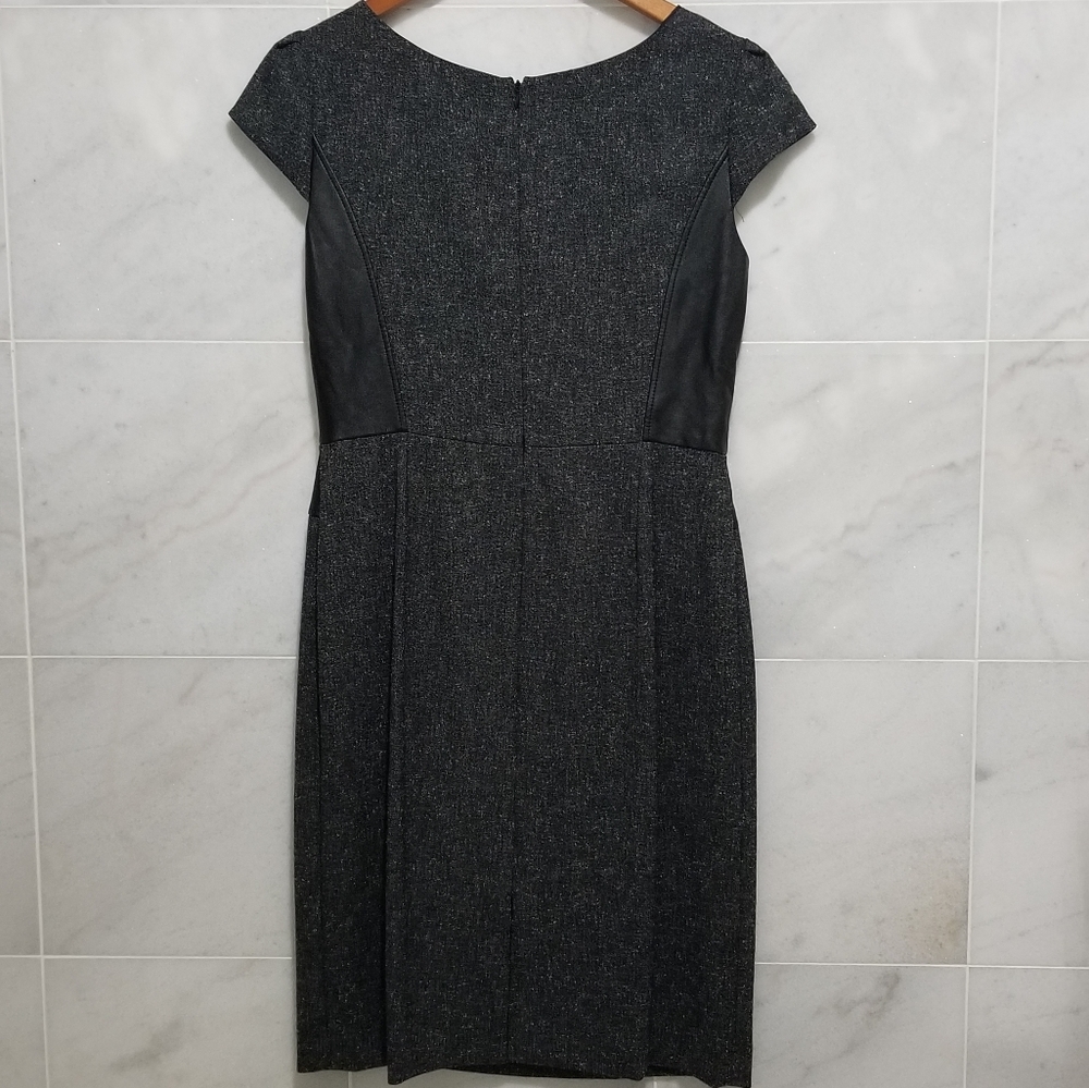 Tahari Career Sheath Faux Leather Panel Dress - Picture 4 of 6